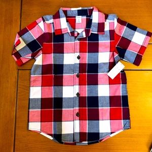 Boys Old Navy plaid shirt sleeve button up shirt